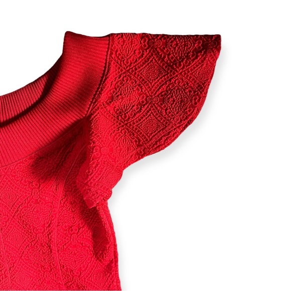 Opening Ceremony Embossed Sheath Tulip Dress in Red, sz Small - Picture 10 of 16